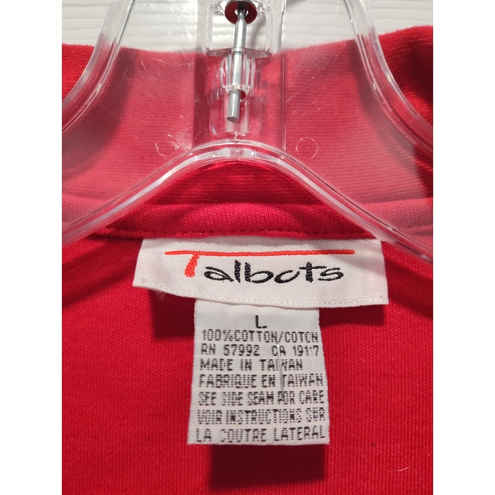 Talbots Women's Cotton Red Blazer Jacket‎ Cardigan Coat Button Pockets, Sz Large - Picture 3 of 10